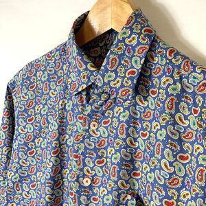 Alan Flusser Colorful Paisley Print Long Sleeve Hidden Buttondown Shirt Size S
